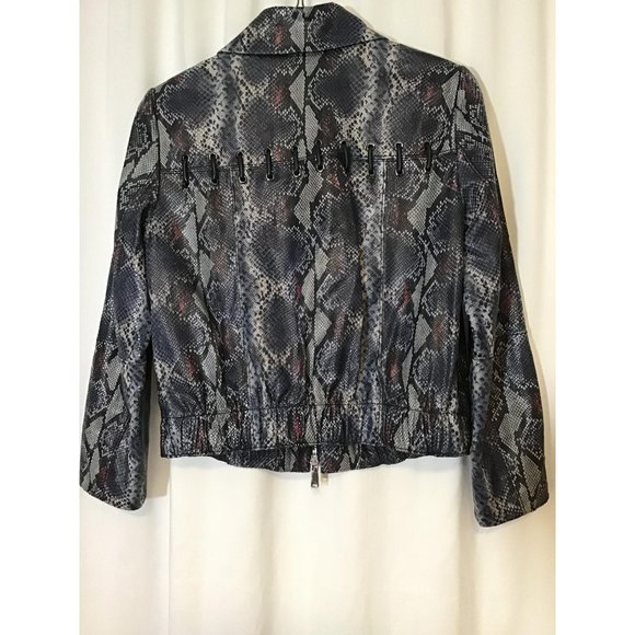 Worth New York Leather Gray Copper Snakeskin patterned Jacket Size 2 - Picture 3 of 4
